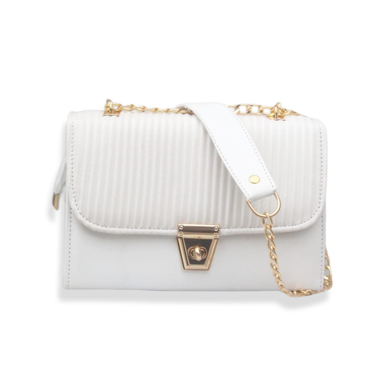 Striped Crossbody Bag (White)